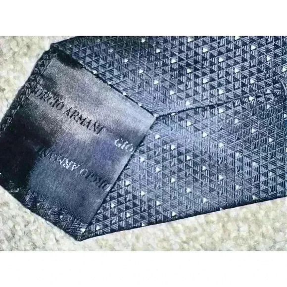 GIORGIO ARMANI Silk Check Tie Blue 58 inches Preppy Office Business - Picture 3 of 8